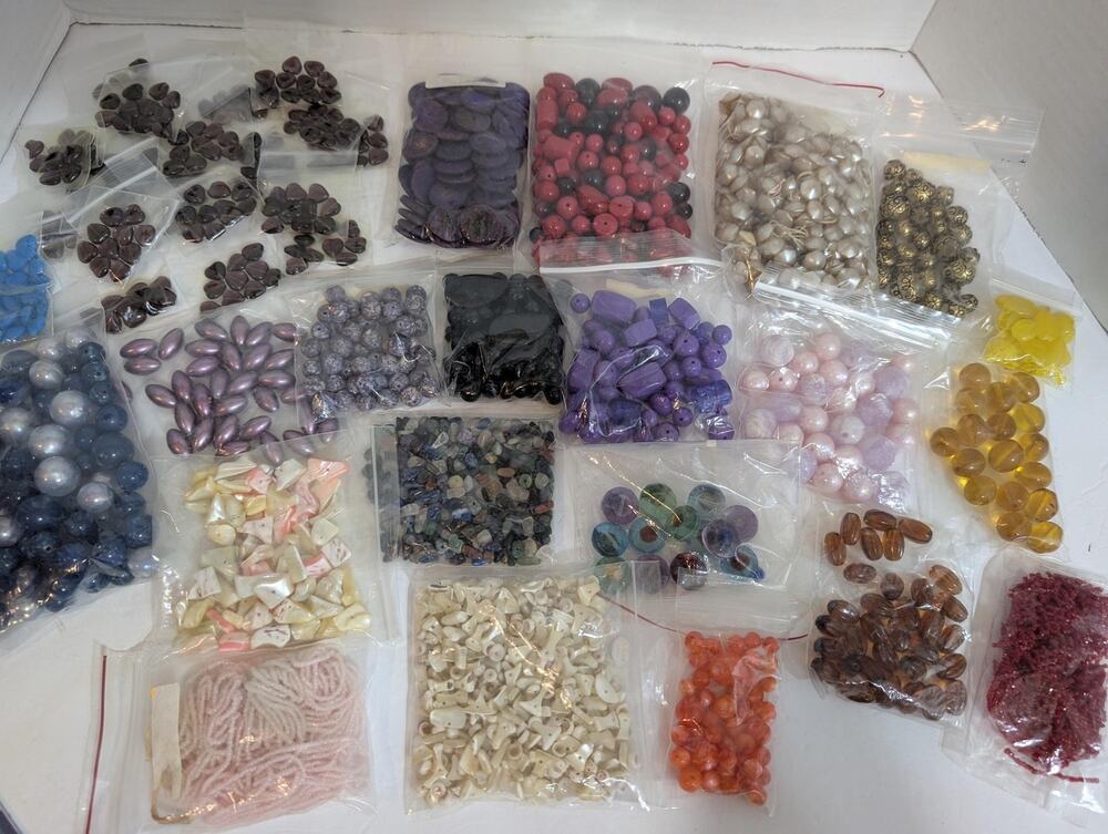 Large Mixed Crafting Bead Lot Glass Shell Stone Pearl Beads Destash Supply